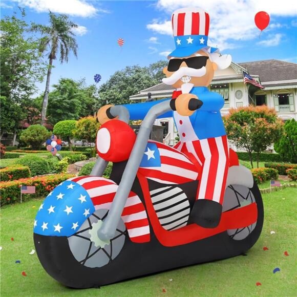 4th of July Patriotic Inflatable Decorations Uncle Sam Blow Up Yard